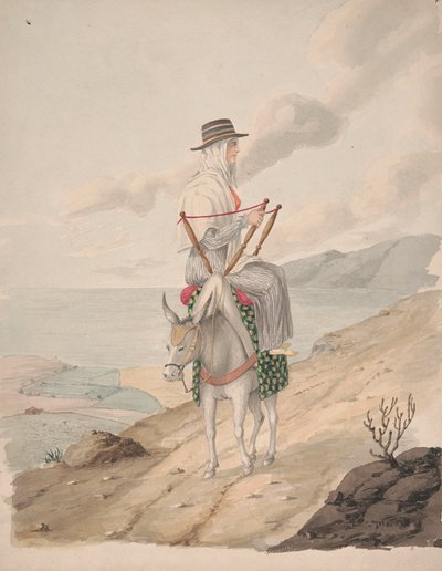 Barandilles, a Woman on a Donkey by Alfred Diston
