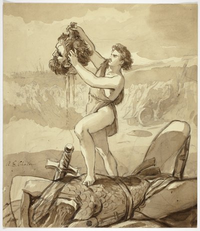David and Goliath by Alfred Edward Chalon