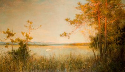 Reedy Mere and Sunlit Hills by Alfred Edward East