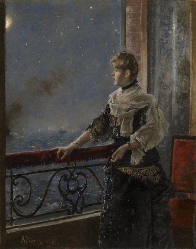 Moonlight by Alfred Emile Stevens