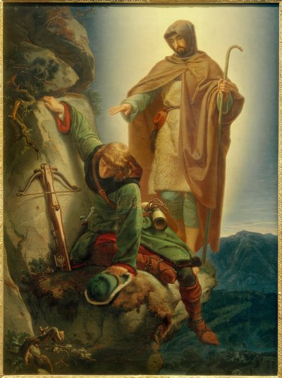 Guardian Angel Rescues Maximilian in the Martinswand by Alfred Rethel