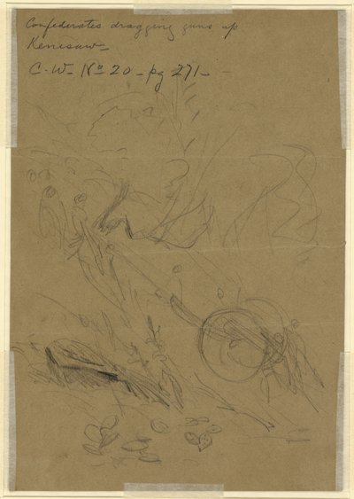 Confederates dragging guns up Kenesaw by Alfred Rudolph Waud