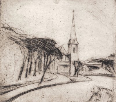 Road with Church by Alfred Simonsen