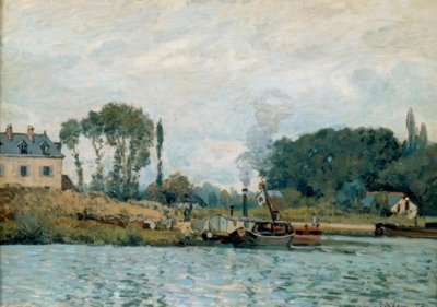 Boats at the Bougival Lock by Alfred Sisley