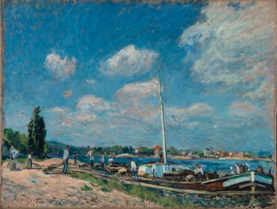 Unloading Barges at Billancourt, 1877 by Alfred Sisley
