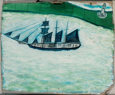 Ship and lighthouse, c.1925 by Alfred Wallis