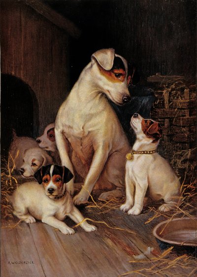 The Little Girl and Her Dogs by Alfred Weczerzick