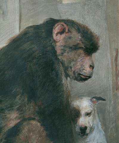 Monkey and Dog by Alfred Wesemann