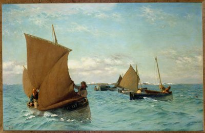 Luggers Picking up Moorings, 1886 by Allan J. Hook