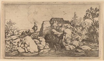Horseman on a Stone Bridge by Allart van Everdingen