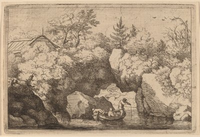 Skiff under a Cleft Rock by Allart van Everdingen