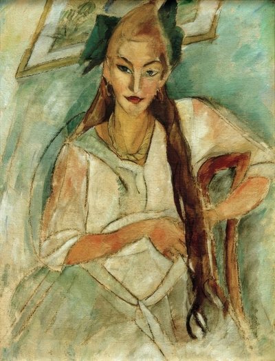 Portrait of a Girl with Braid by Alma Del Banco