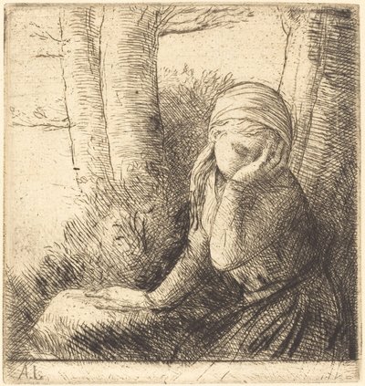 Desperate Young Girl by Alphonse Legros