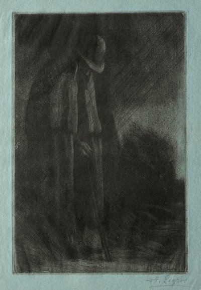 The Traveler in Shelter by Alphonse Legros