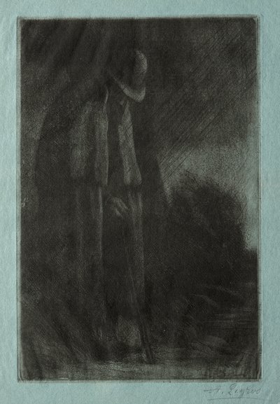 The Traveler in Shelter by Alphonse Legros