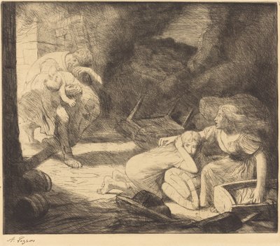 The Fire (2nd plate) by Alphonse Legros