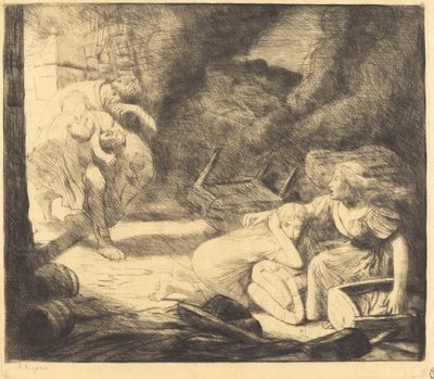 The Fire (2nd plate) by Alphonse Legros