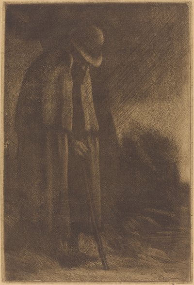 Traveler Taking Shelter by Alphonse Legros