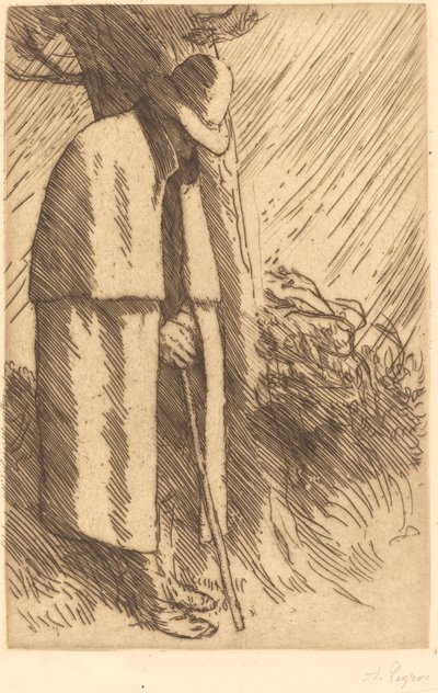 Traveler taking Shelter by Alphonse Legros