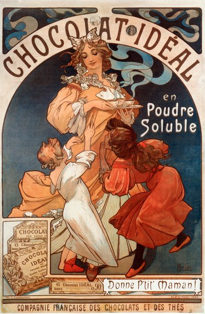 Advertising poster for Chocolate ideal by Alphonse Mucha