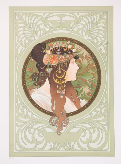Byzantine Heads: Brunette by Alphonse Mucha