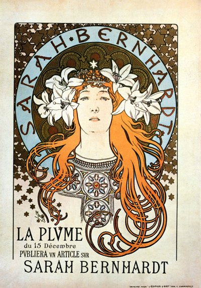 Sarah Bernhardt, La Plume, 15 December 1896 by Alphonse Mucha