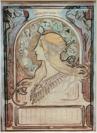Study for Zodiac by Alphonse Mucha
