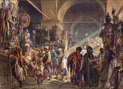 A Turkish Bazaar by Amadeo Preziosi