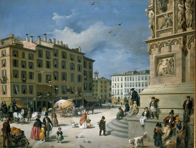 Amanzia Guerillot Inganni, Piazza del Duomo, 1850 by Amanzia Guérillot