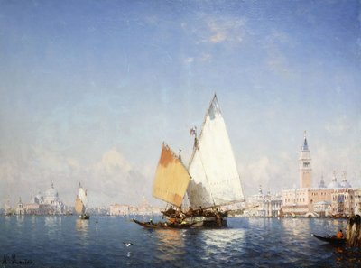 Boats on the Lagoon by Amedee Rosier