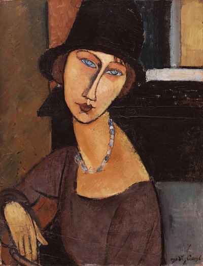 Jeanne Hebuterne wearing a hat by Amedeo Modigliani