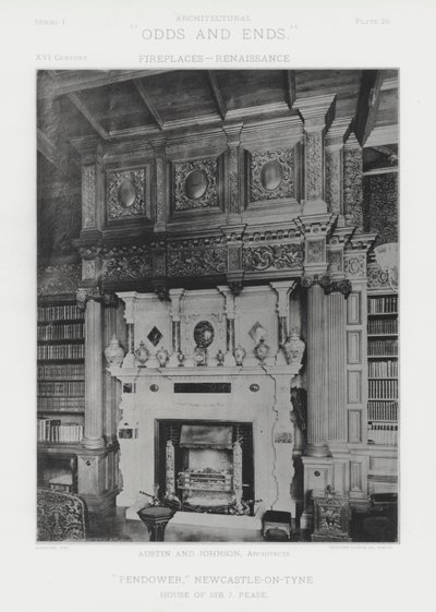 Fireplace: "Pendower," Newcastle-on-Tyne by American Photographer (after)