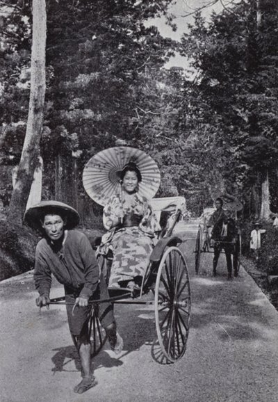 Japanese Girls in Jinrikshas by American Photographer (after)