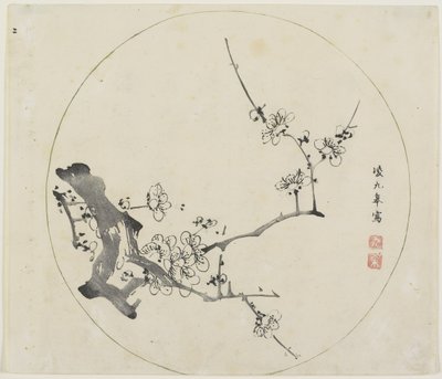 Plum Branch with Flowers by American School