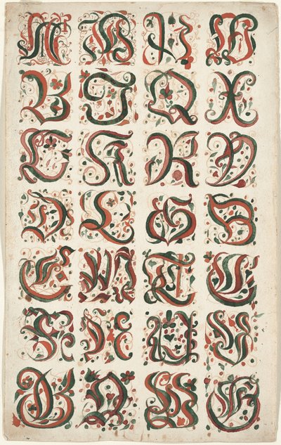 Alphabet, Fraktur Painting, c.1825-50 by American School