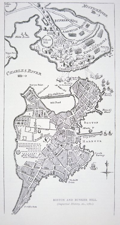 Boston and Bunker Hill by American School