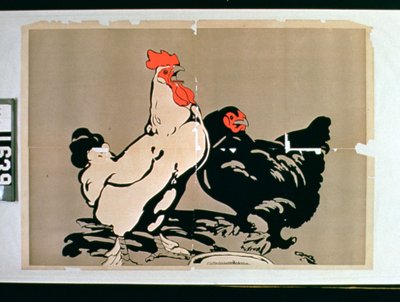 Cockerel and Hen by American School