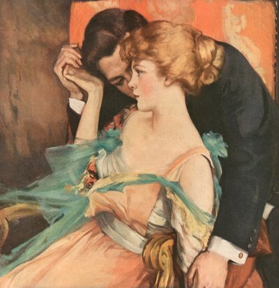 Dashing Young Man Embracing His Lover by American School