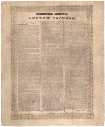Farewell address of Andrew Jackson, 1837 by American School