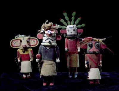 Four Katchina dolls by American School