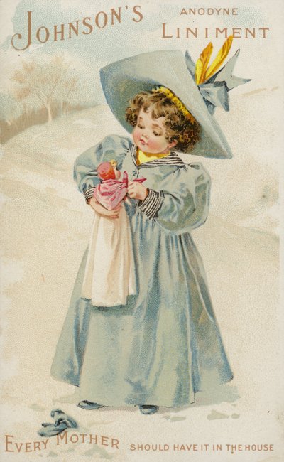 Girl Holding Doll In The Snow by American School