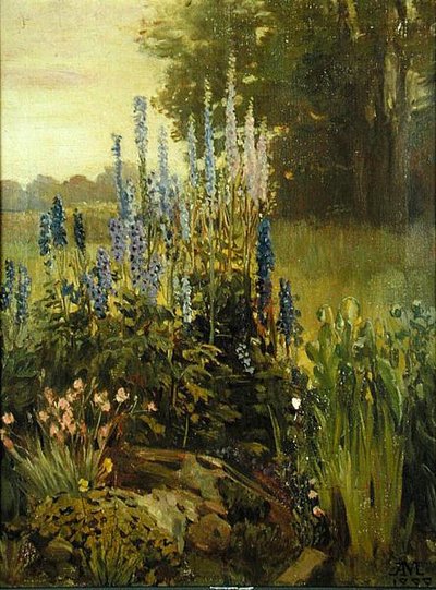 Hollyhocks by American School