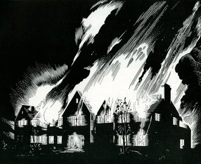 House Engulfed in Flames by American School