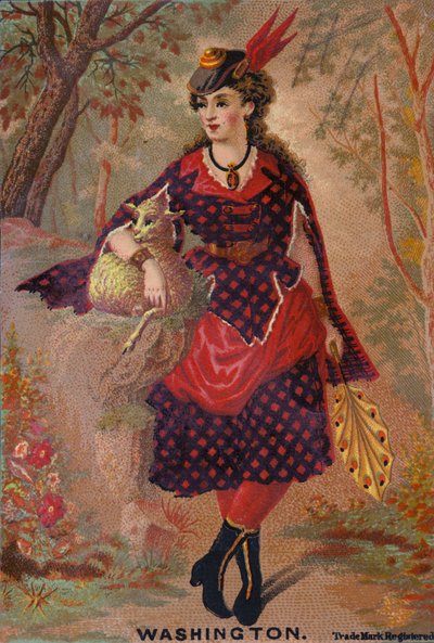 Lady Holding Lamb by American School