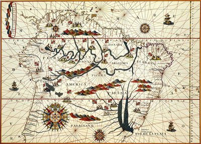 Map of South America in 1582 by American School
