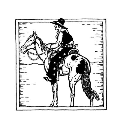 Old West American Cowboy on Horseback by American School