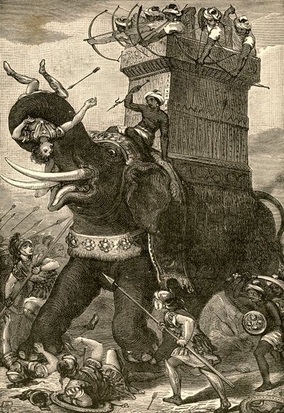 Persian War Elephant in Battle by American School