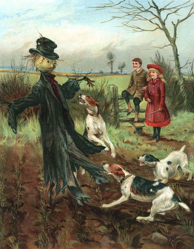 Scarecrow in a Winter Field by American School