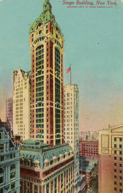 Singer Building, New York, c.1900-09 by American School