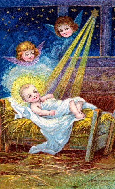 The Christ Child in the Manger by American School
